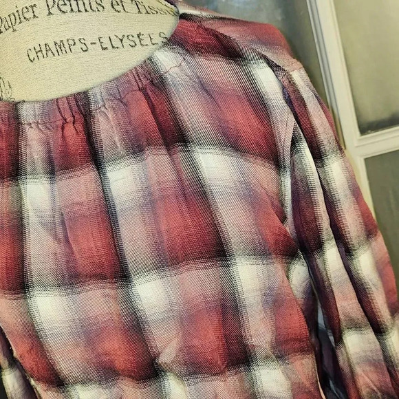 Cloth & Stone Womens Glacier‎ Plaid Blouse Large - Picture 3 of 5